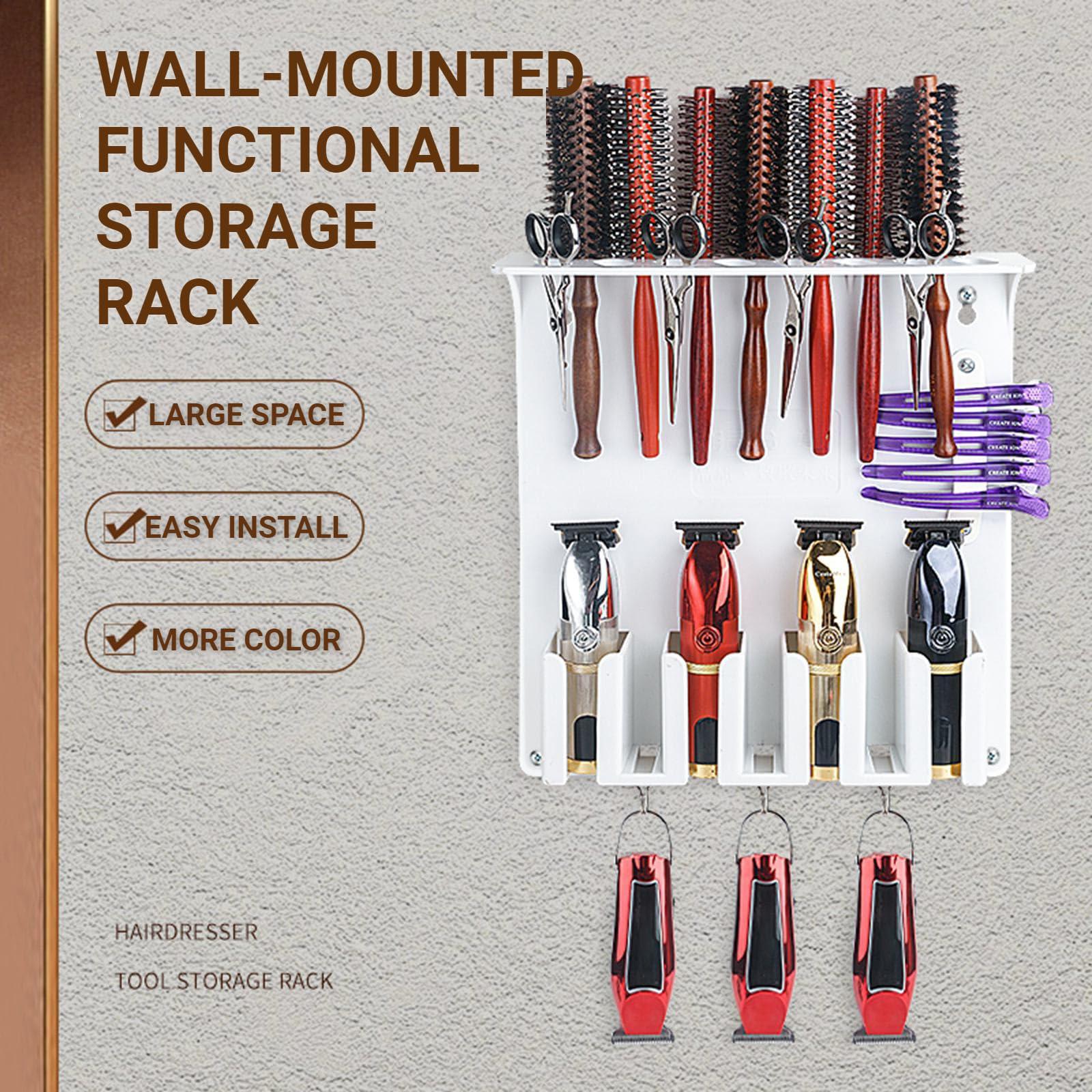 CestoMen CestoMen Clipper Holders for Barbers, Professional Wall Mount Barber Clipper Holder Organizer Hair Trimmer Scissors Storage Rack (Black)