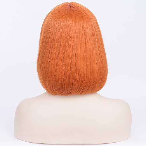 PATTNIUM PATTNIUM 12 Inches Orange Bob Wig Short Orange Wig with Bangs for Women and Girls Heat Resistant Synthetic Bob Wig (Orange)