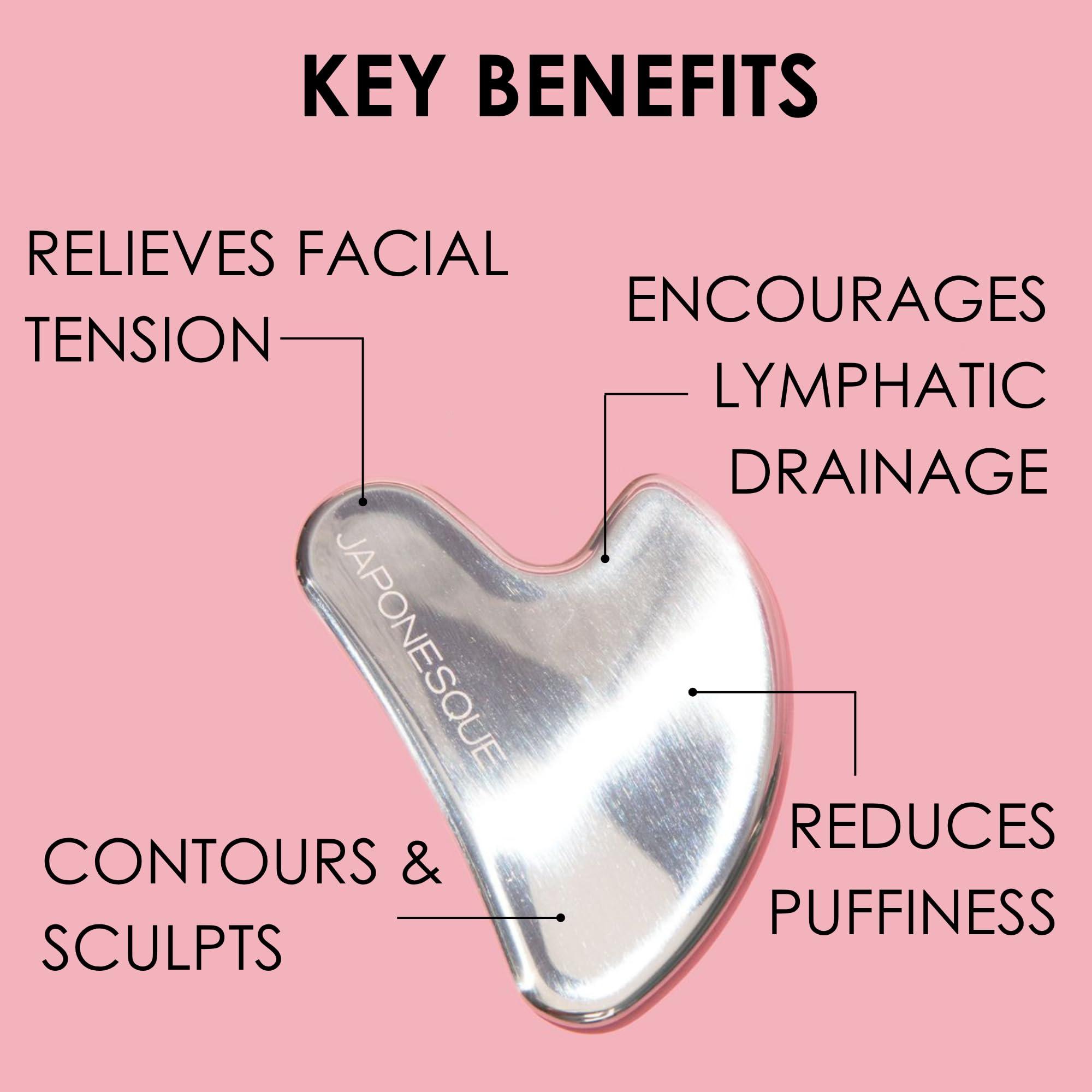 JAPONESQUE JAPONESQUE SKINTherapy Contouring Facial Tool V Roller for Lymphatic Drainage, Facial Massage, Relieves Tension and Improves Absorption of Skin Care Products