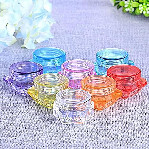 CANRUSU 100Pcs 3g/5g Plastic Diamond Shaped Cosmetic Jars Skin Care Containers Refillable Bottle 3ml/5ml Lotion Case Vials Face Cream Sample Pot Nail Art Eye Shadow Gel Box (5G,Green)