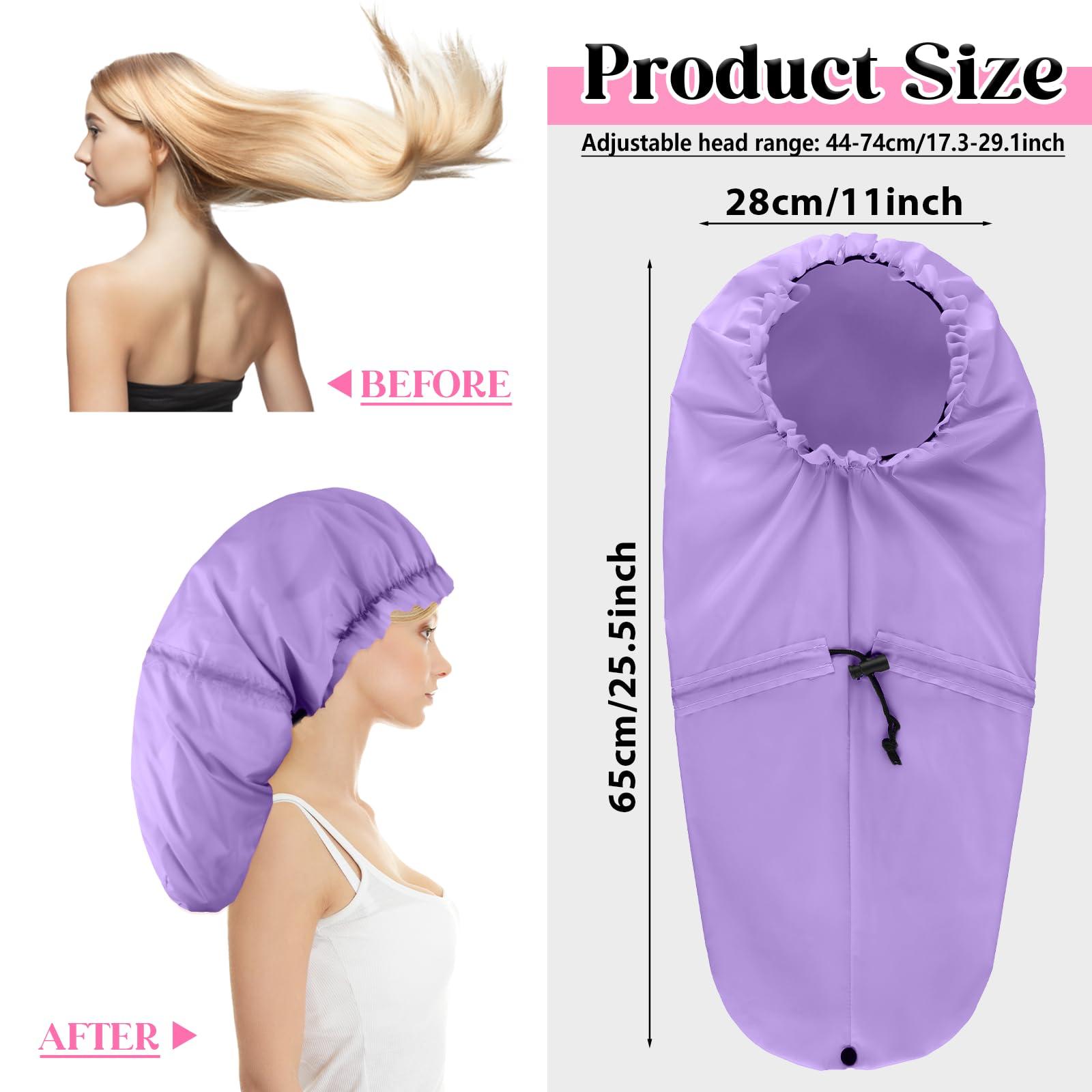 Abeillo 2 Pcs Large Shower Cap for Braids, Extra Long Shower Cap for Women Long Hair & Locs, Waterproof Hair Bonnets for Dreadlocks Drawstring Bath Caps for Women & Men (Pink, Purple)
