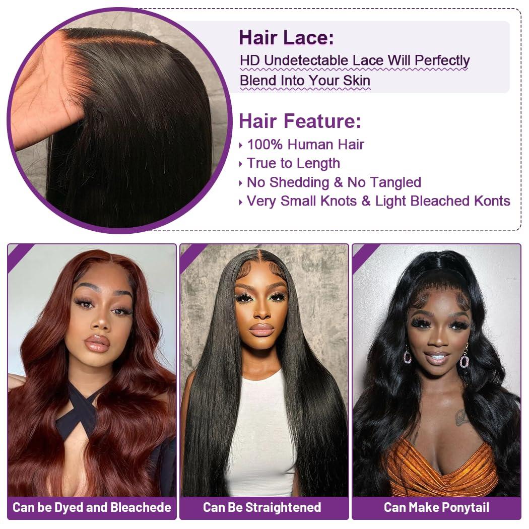 Uonoco Uonoco Glueless Wigs Human Hair Pre Plucked Pre Cut 5x5 HD Lace Closure Wigs Human Hair Wear and Go Glueless Wig 180% Density Body Wave Lace Front Wigs Human Hair for Women with Natural Hairline