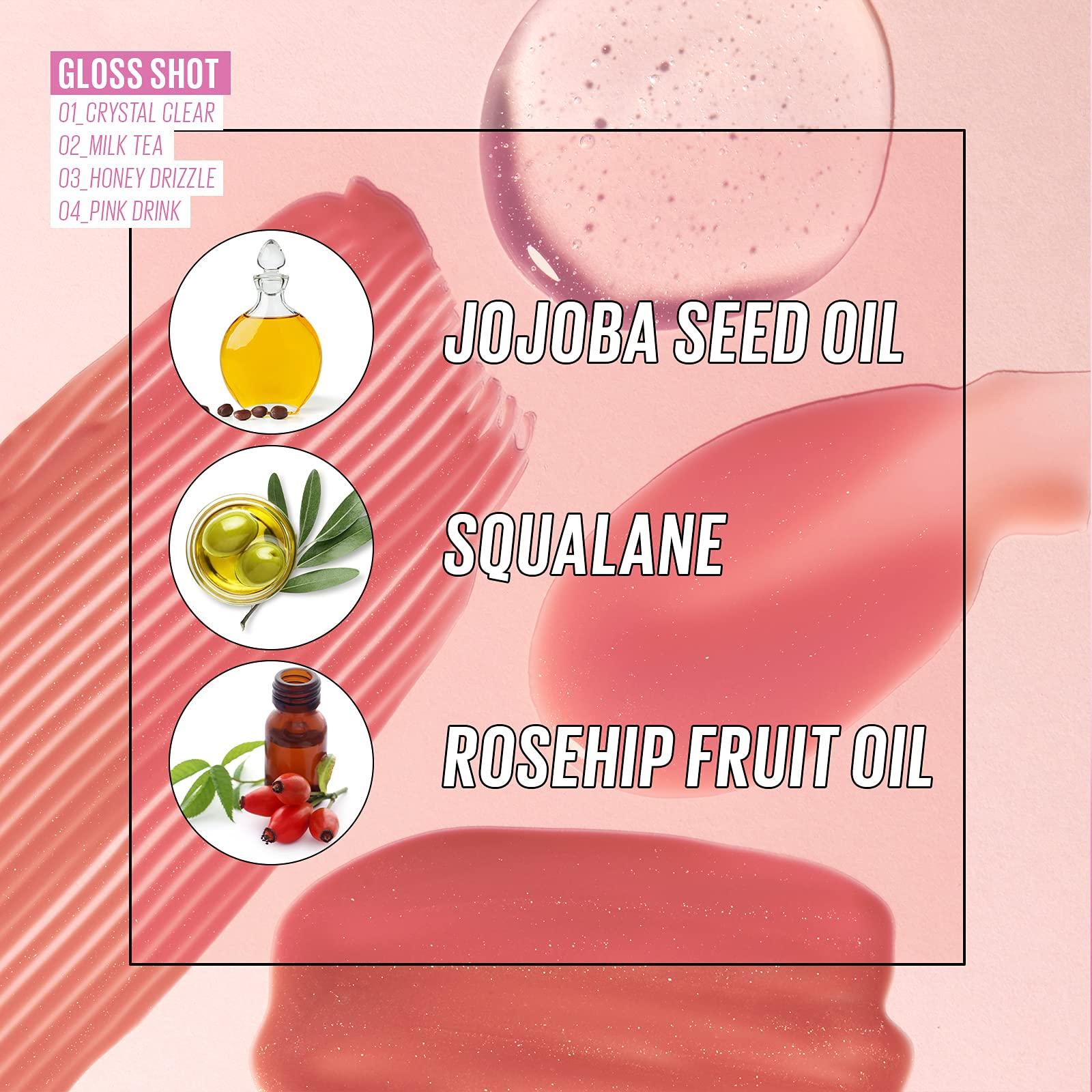 Kaja Kaja Lip Balm - Gloss Shot 01 Crystal Clear | High Shine, Non-Sticky, with Jojoba Oil, Sheer, Hydrating, Juicy, Plumper Looking, Non-irritating, Shea Butter, Nourishing Treatment, 0.14 FL Oz