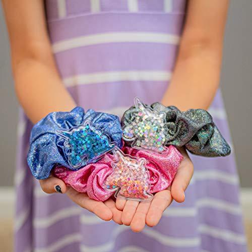 FROG SAC FROG SAC 6 PCS Shaky Glitter Unicorn Hair Scrunchies for Girls, Glitter Fabric Scrunchies Pack with Unicorn Charms, Cute VSCO Kids Hair Accessories for Girls, Unicorn Hair Stuff Party Favors
