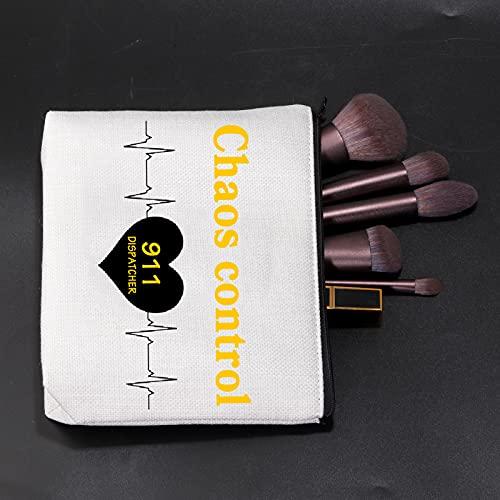 JNIAP JNIAP 911 Dispatch Makeup Bag Chaos Control 911 Dispatch Cosmetic Travel Bag 911 Operator Dispatcher Gift(911 Dispatch Bag)