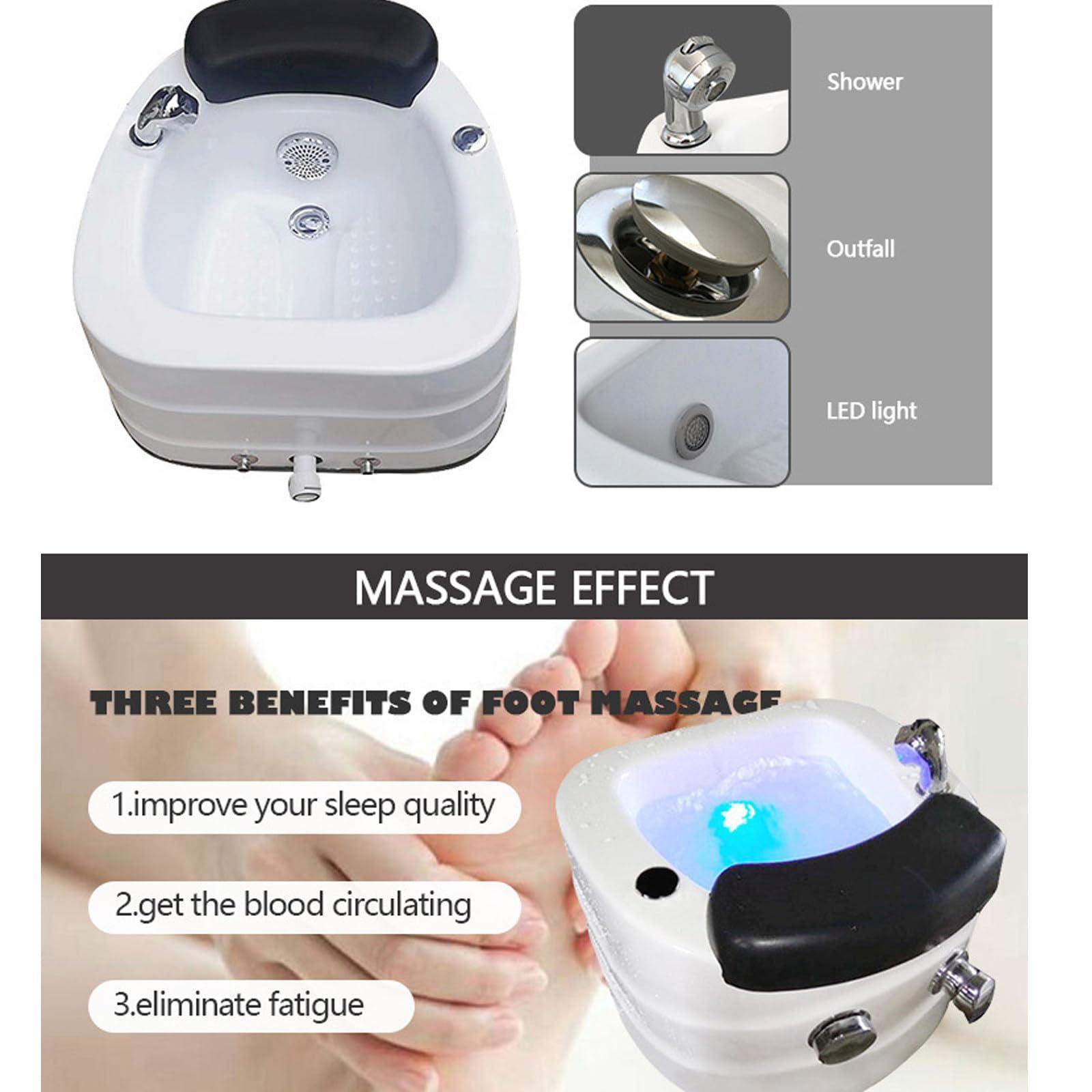 HENGCMM HENGCMM Acrylic Massage Footbath Colorful Lamp Footbath Home Foot Spa Pedicure Bowl Foot Detox Bucket Tub Nail Salon Massage Equipment Colorful Light Surfing Pedicure Bathtub