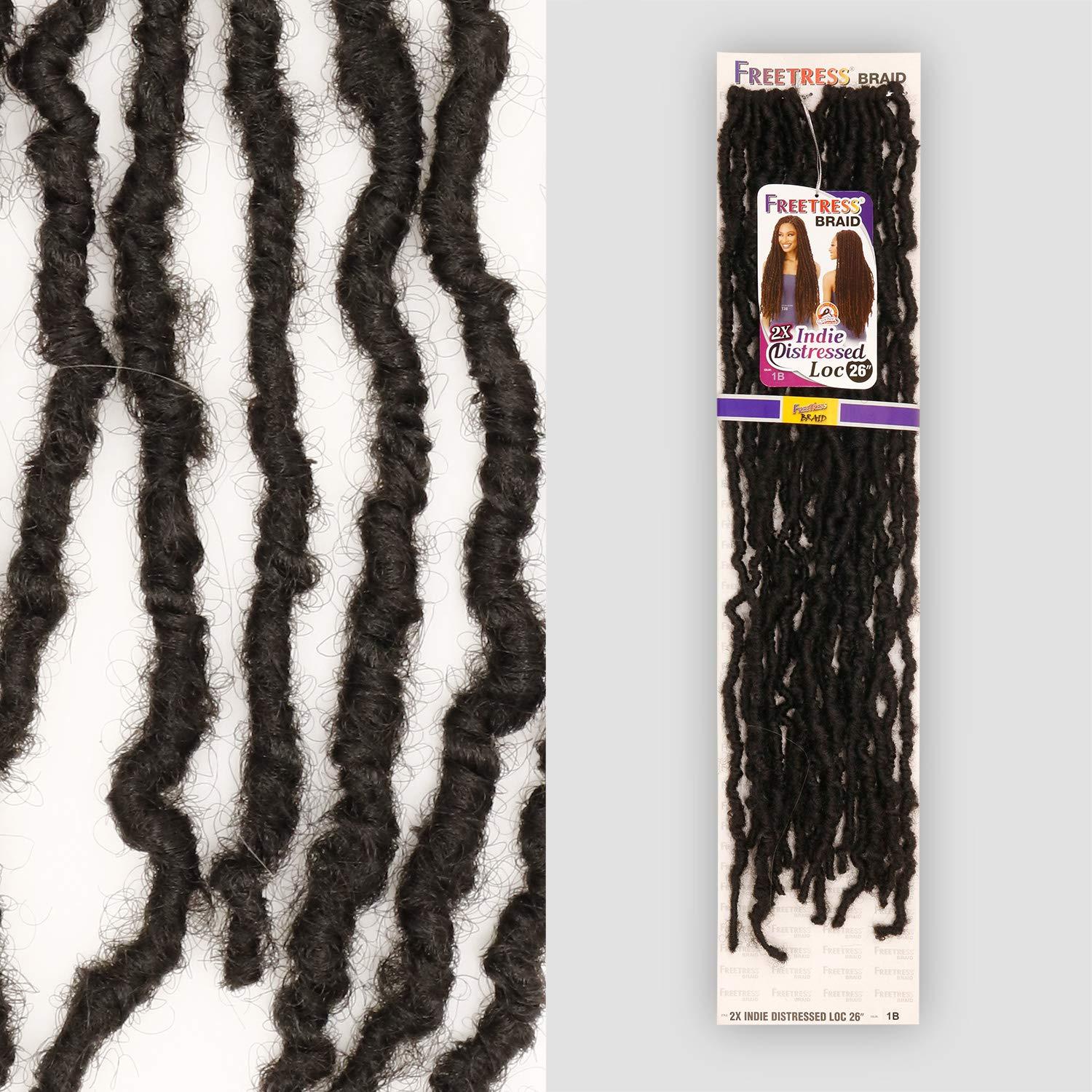 Freetress Braids Freetress Braids Crochet Braids 2X Indie Distressed Loc 26 in (3-pack, 1B)