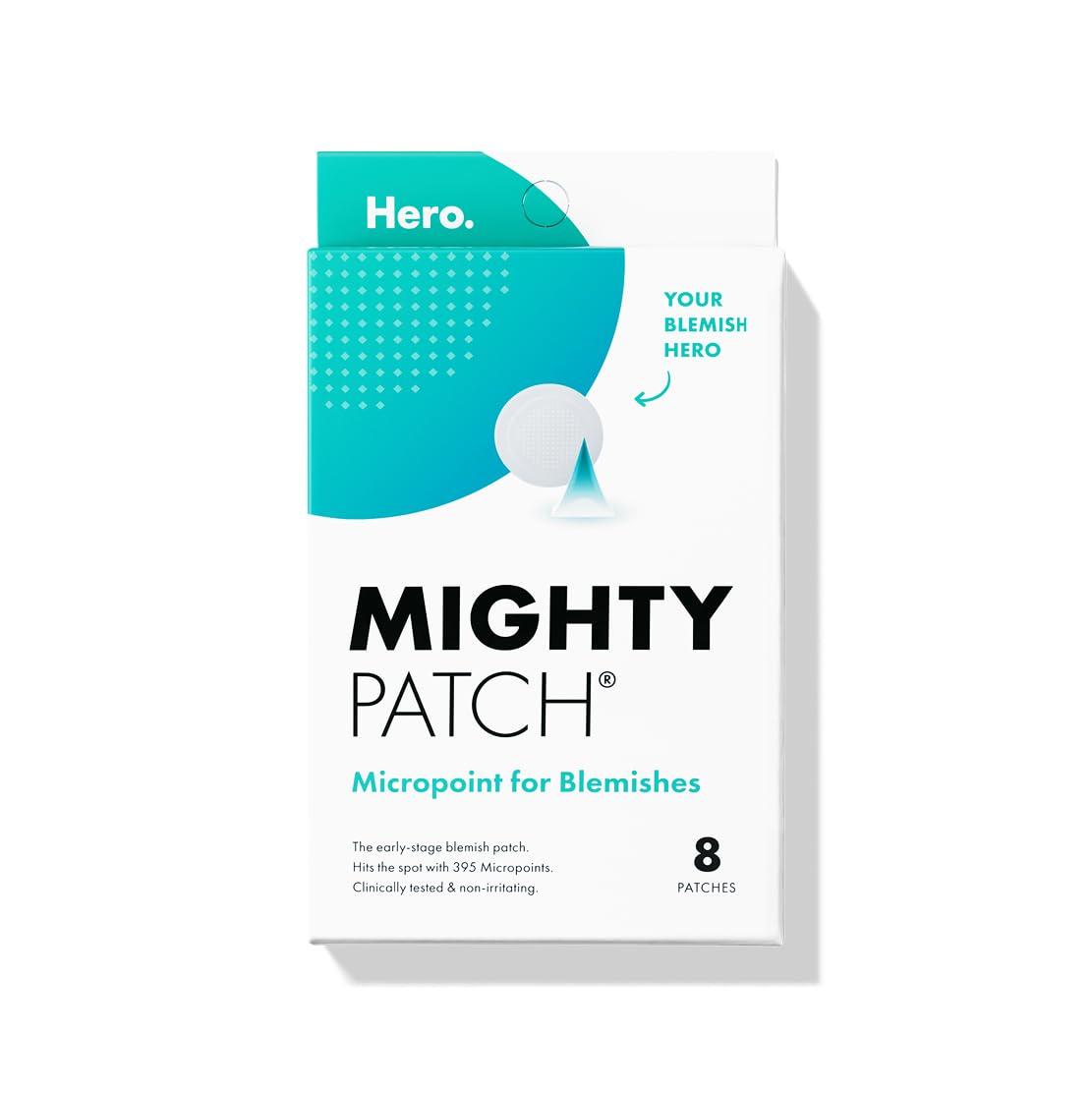 Mighty Patch Mighty Patch Micropoint for Blemishes from Hero Cosmetics - Hydrocolloid Acne Spot Treatment Patch for Early Stage Zits and Hidden Pimples, 395 Micropoints (8 Patches)