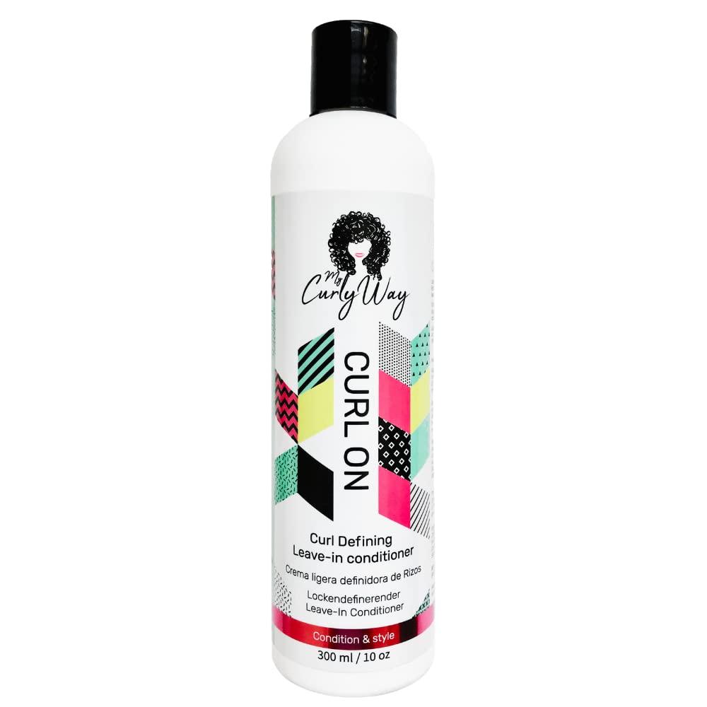 My Curly Way My Curly Way Leave In Conditioner for Curly Hair, Packed with Fruit and Flower Extracts - 10 Oz. Curl On Light Moisturizer Cream for Curls, Waves and Coils 100% Vegan!