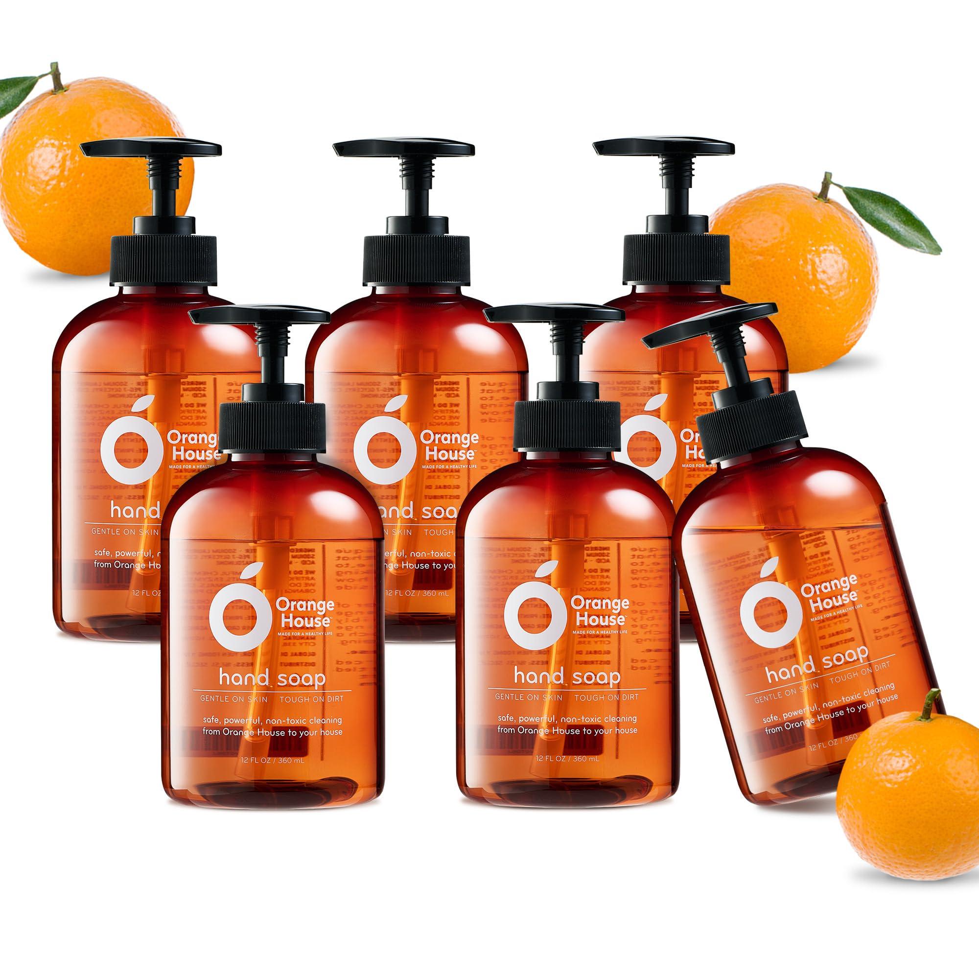 ORANGE HOUSE ORANGE HOUSE Liquid Hand Soap with Natural Food-Grade Orange Oil, Fresh Smell, 12 Fl Oz (6 Pack)