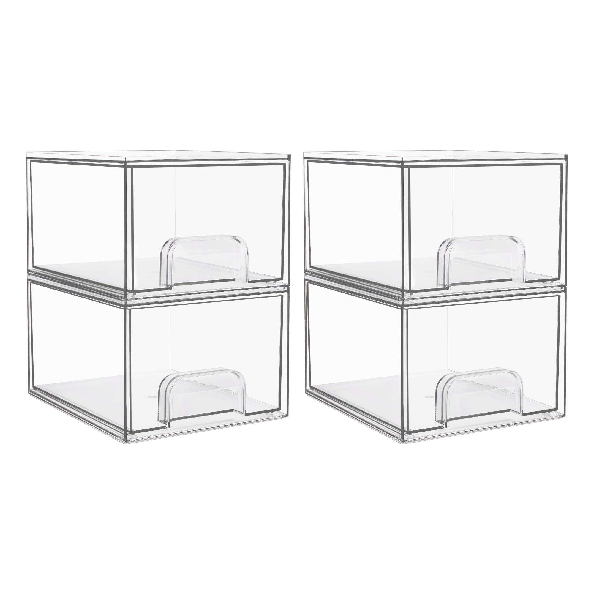 Vtopmart Vtopmart 4 Pack Clear Stackable Storage Drawers, 4.4'' Tall Acrylic Bathroom Makeup Organizer,Plastic Storage Bins For Vanity, Undersink, Kitchen Cabinets, Pantry, Home Organization