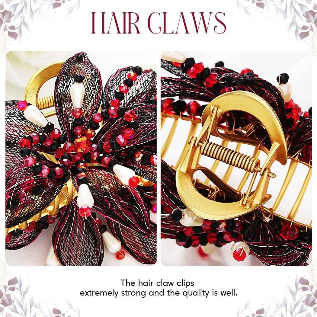 BARTOSI BARTOSI Gold Hair Claw Clips Copper Wire Flower Hair Clips Metal Claw Clips for Thick Hair Hair Accessories for Women
