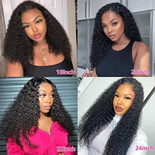 SUPERNOVA SUPERNOVA Curly Lace Front Wigs Human Hair 4x4 Lace Closure Wigs Human Hair For Black Women 8A Brzilian Virgin Kinky Curly Wig 150% Density Pre Plucked Hair Wig (20 inches)