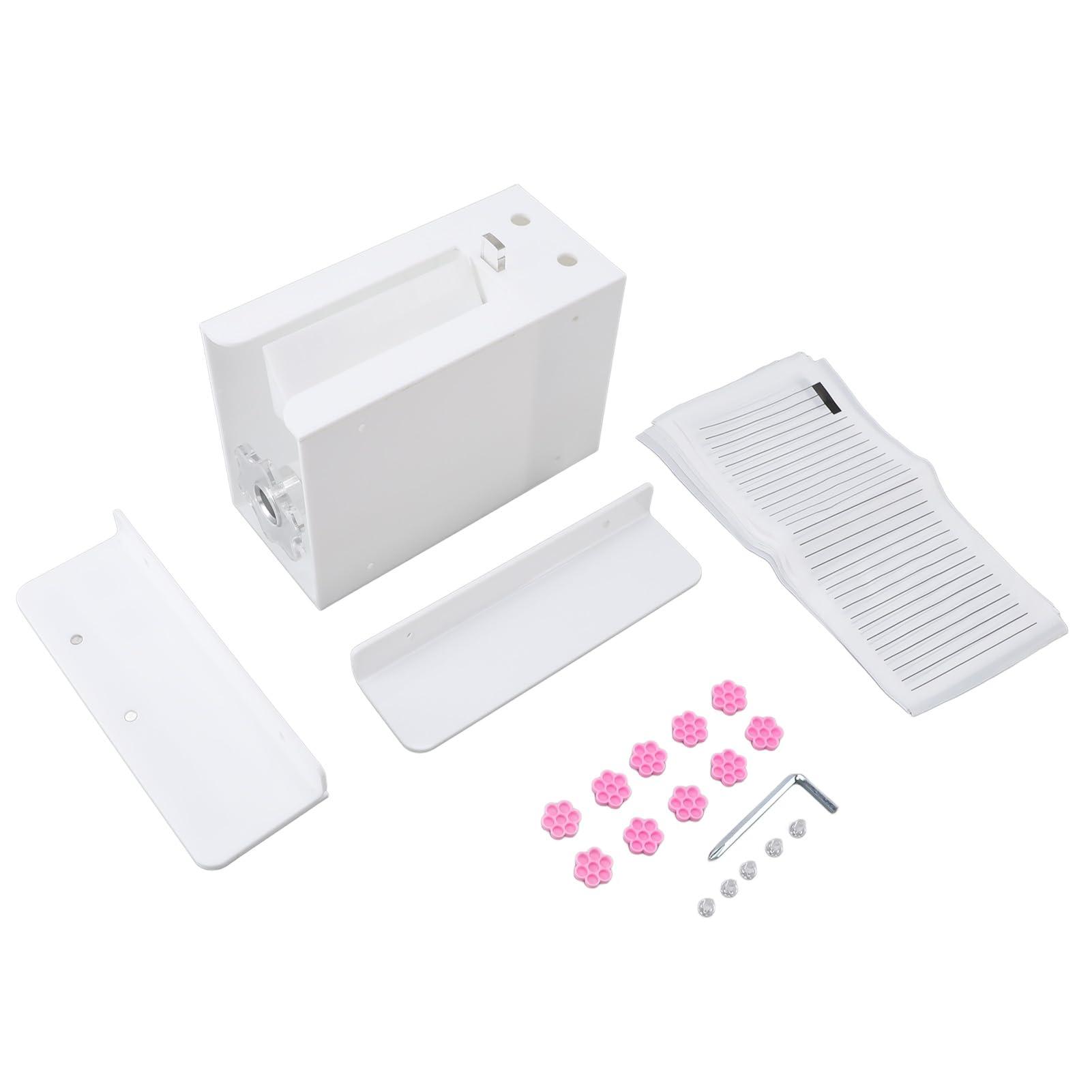 Focket Eyelash Flowering Machine, 6.89in False Eyelash Separator with 10 Eyelash Glue Cups, Professional Portable Acrylic Gift for Women Practical Lash Fan Maker Root Splitter (White)