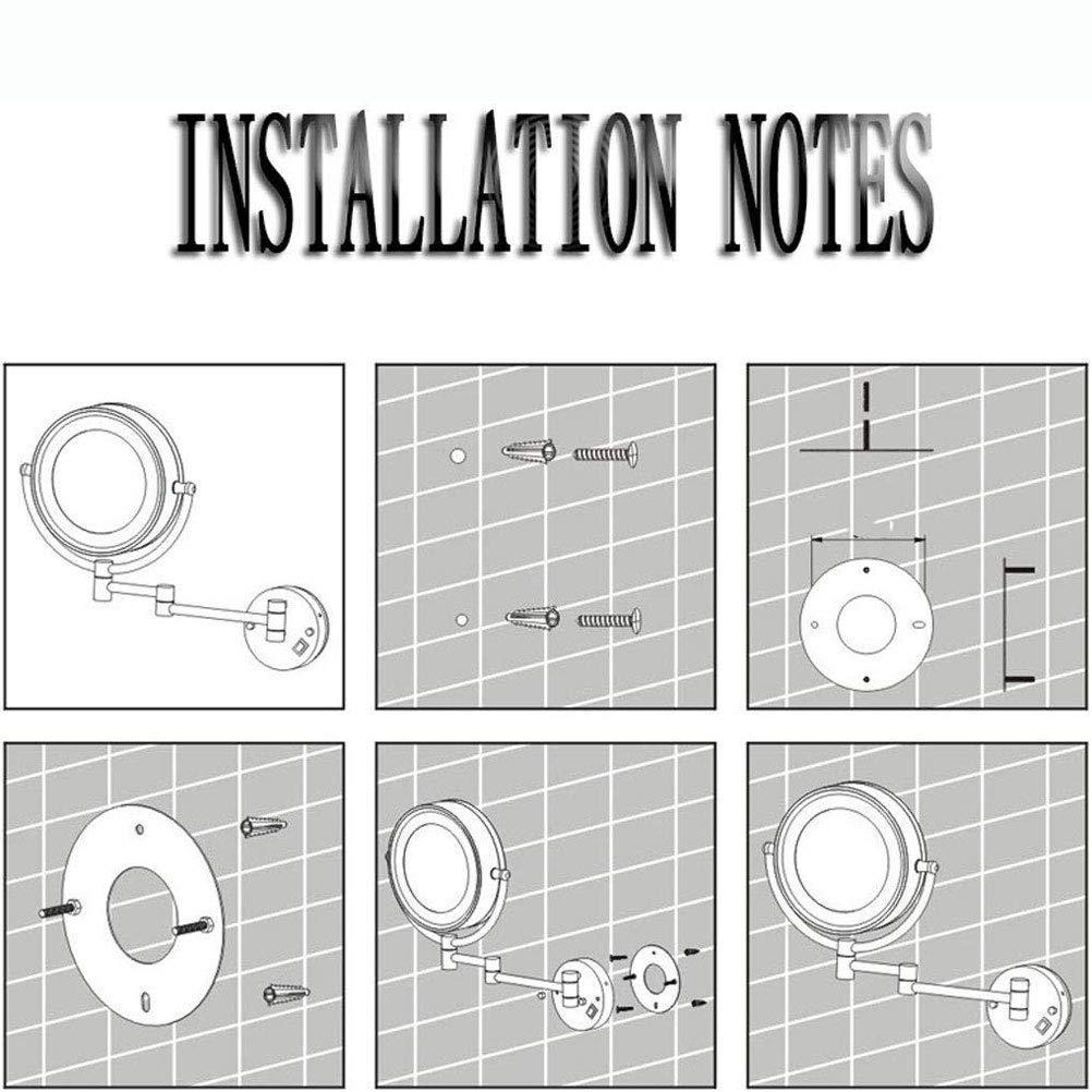 VVQQFGXN VVQQFGXN Makeup Mirror with Light Wall Mounted, Double Sided Vanity Magnifying Mirror,Adjustable Telescopic Boom (Size : 3X)