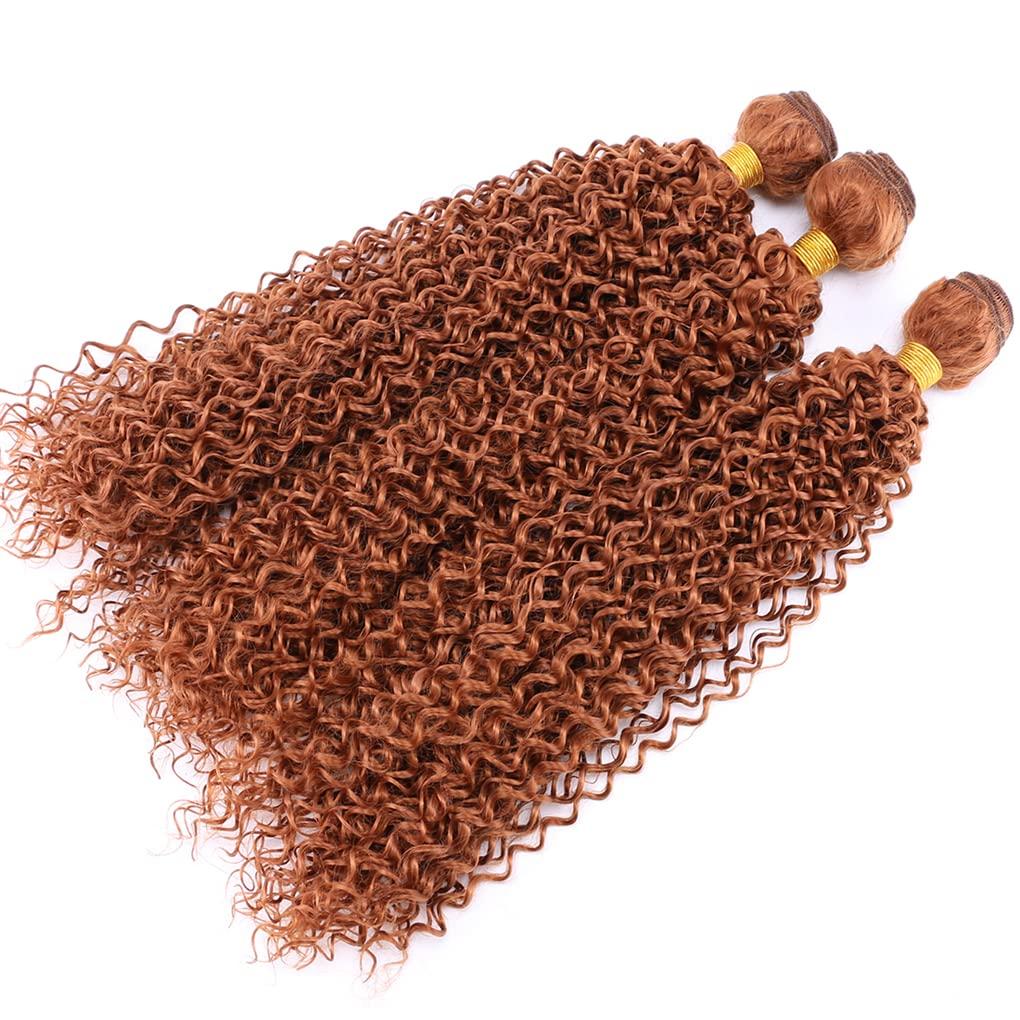 Qinhange 8-30 Inch Afro Kinky Curly Hair Bundles High Temperature Synthetic Hair Extensions For Black Women #613 18inches 3 pcs