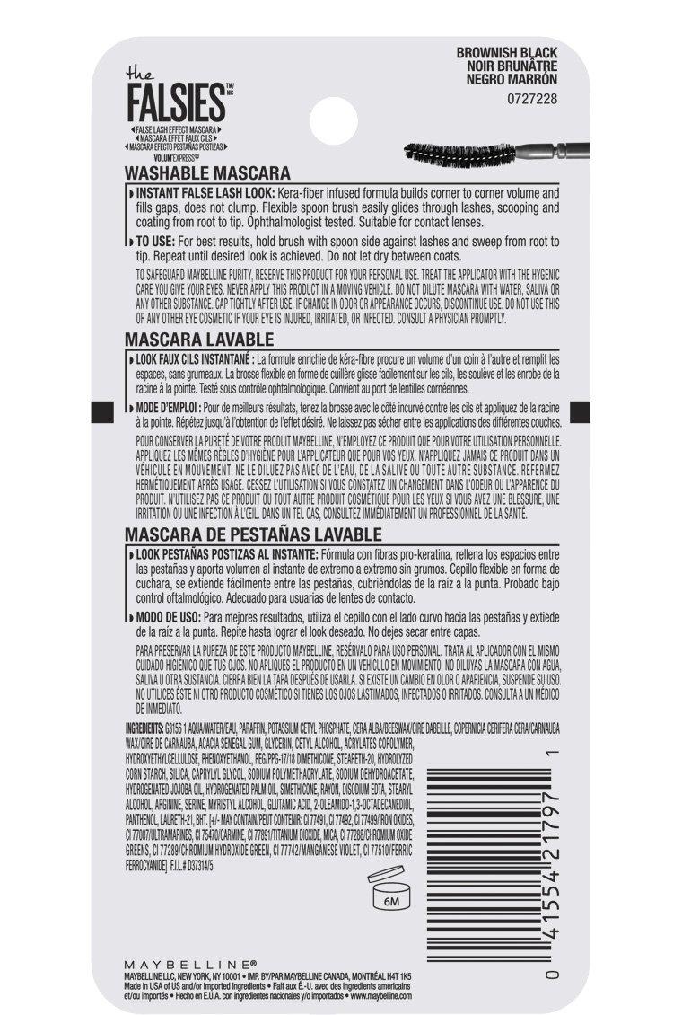 MAYBELLINE Maybelline New York Makeup Volum\' Express The Falsies Washable Fiber Mascara (Pack of 2)