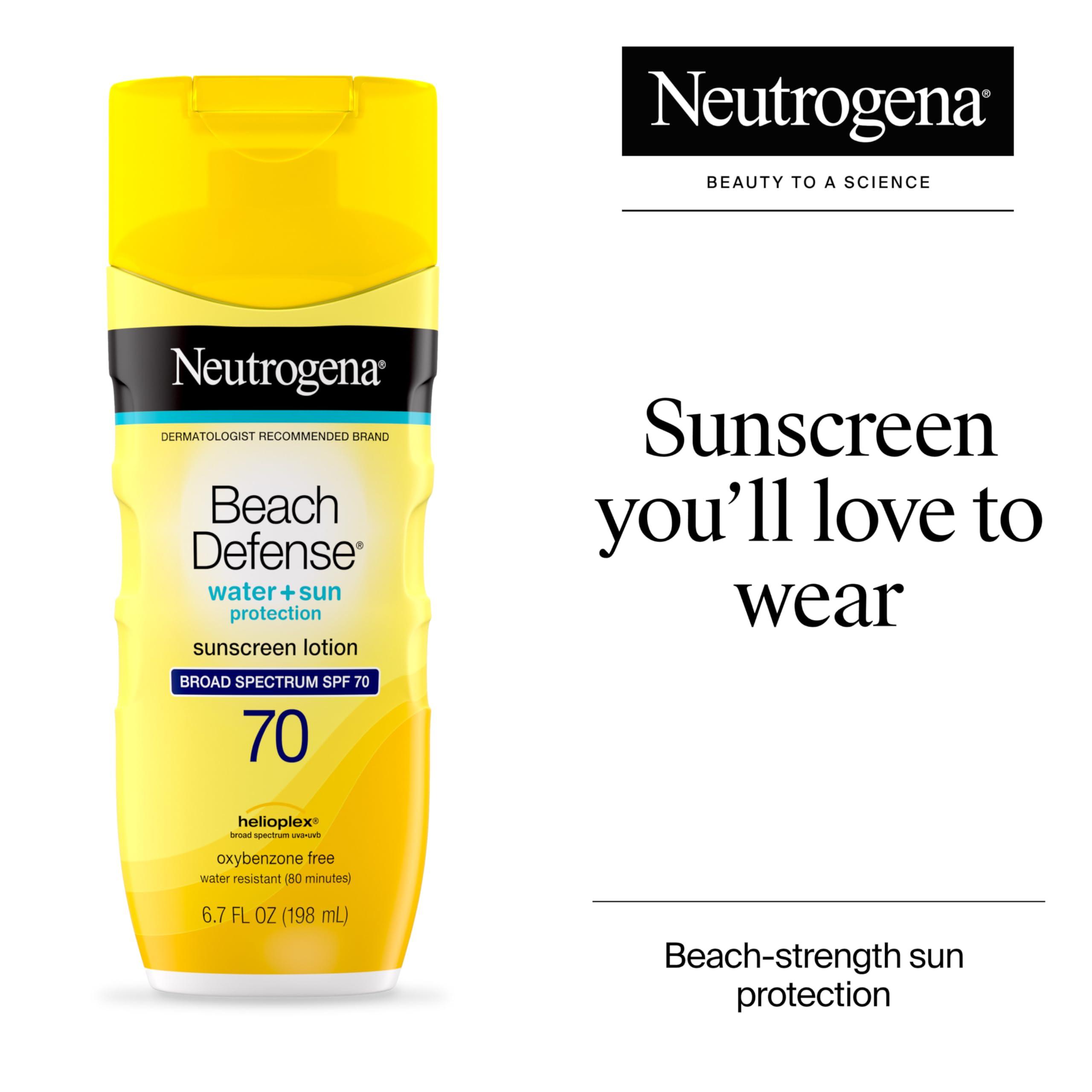 Neutrogena Neutrogena Beach Defense Water Resistant Sunscreen Body Lotion with Broad Spectrum SPF 70, Oil-Free and Fast-Absorbing, 6.7 oz