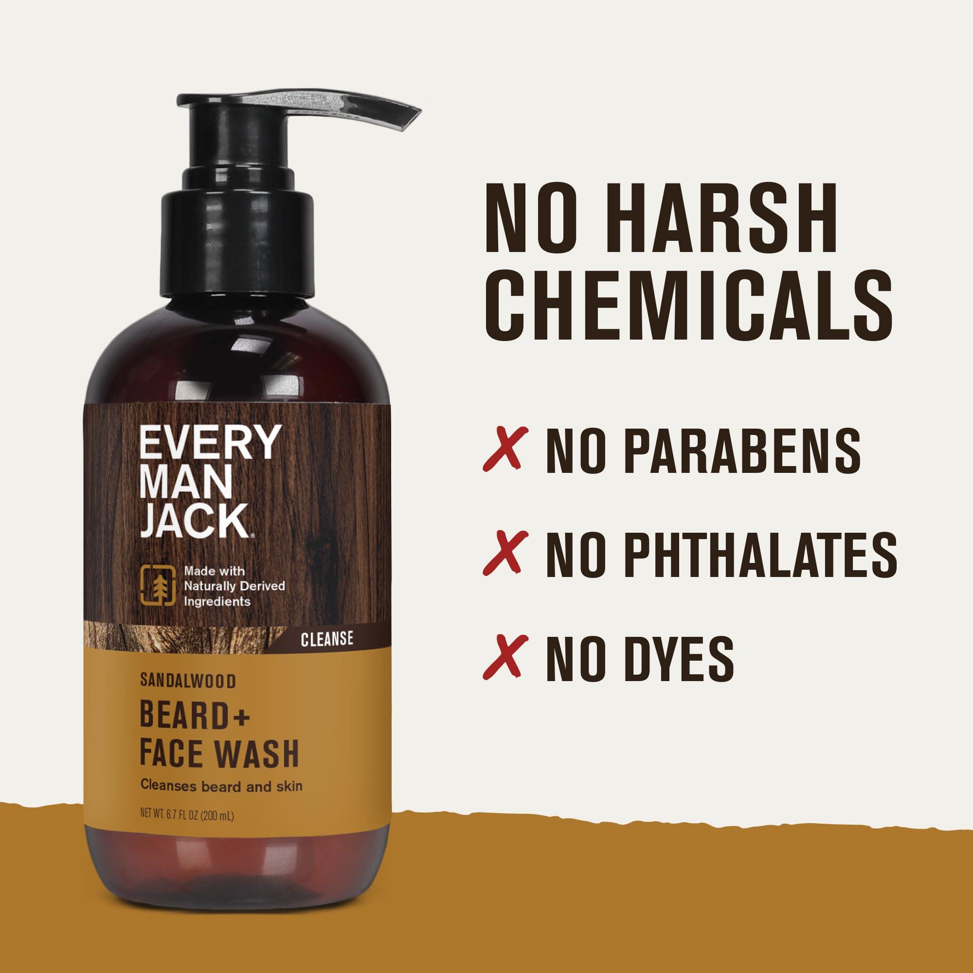 Every Man Jack Every Man Jack Sandalwood Beard + Face Wash - Made w/Naturally Derived Ingredients like Aloe Vera & Coconut - 6.7oz (2 Pack)