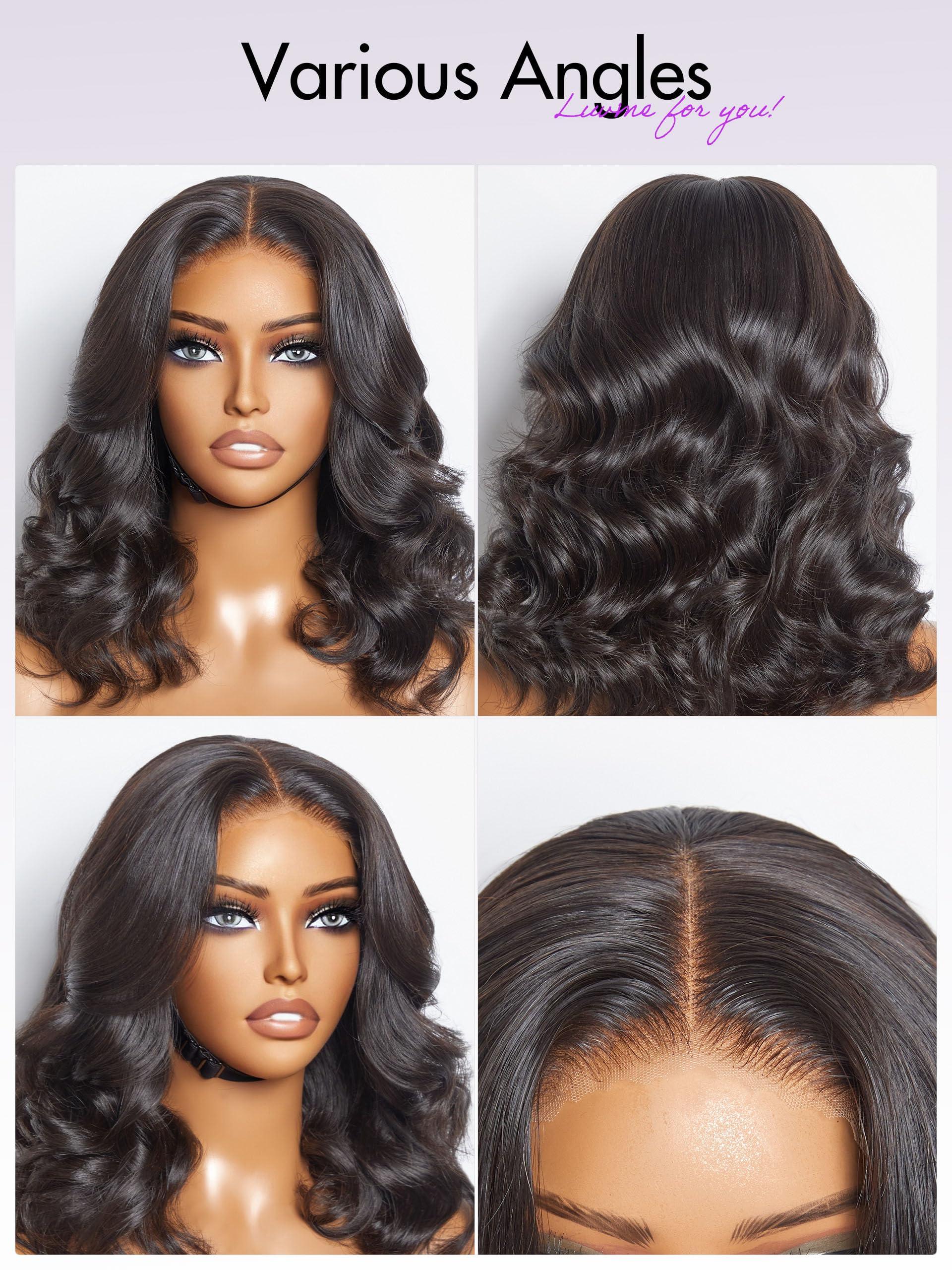 LUVME HAIR LUVME HAIR 16\" Gorgeous Loose Wave Lace Front Wigs Human Hair, Undetectable 5x5 HD Lace Closure Wigs Human Hair Bleached Knots Glueless Wigs Human Hair Pre Plucked Pre Cut 180 Density