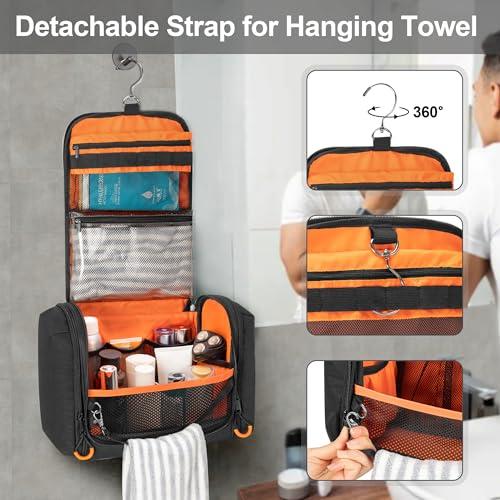Prokva Prokva Tactical Toiletry Travel Bag for Men, Hanging Dopp Kit Hygiene Bag Shower Organizer with Hook for Toiletries and Shaving Care, Black (Empty Bag)