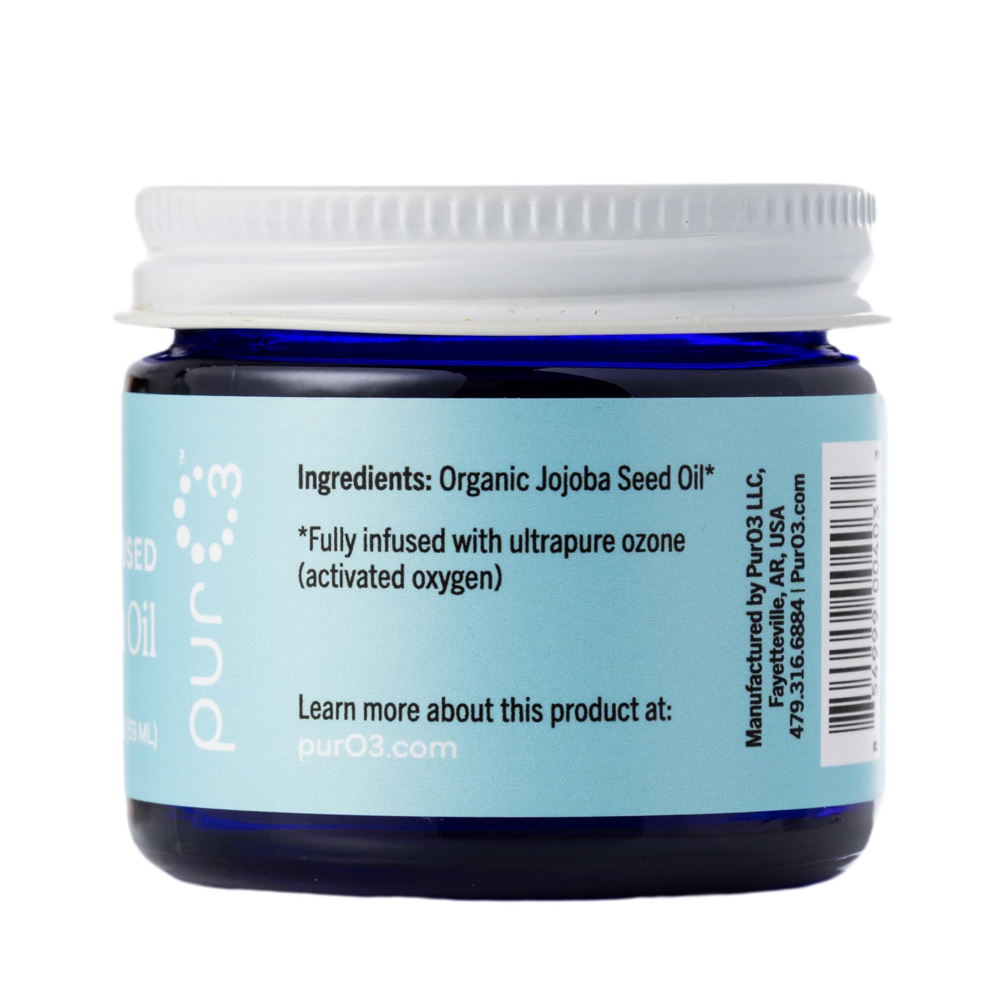 Pur O3 Pur O3 Fully Ozonated Jojoba Oil - Pure, Natural, Organic Ozonated Oil - Jojoba Oil Skin Care from Jojoba Ozonated, Oxygenated Jojoba Oil - Ozone Oil in a Glass Jar, 2 oz