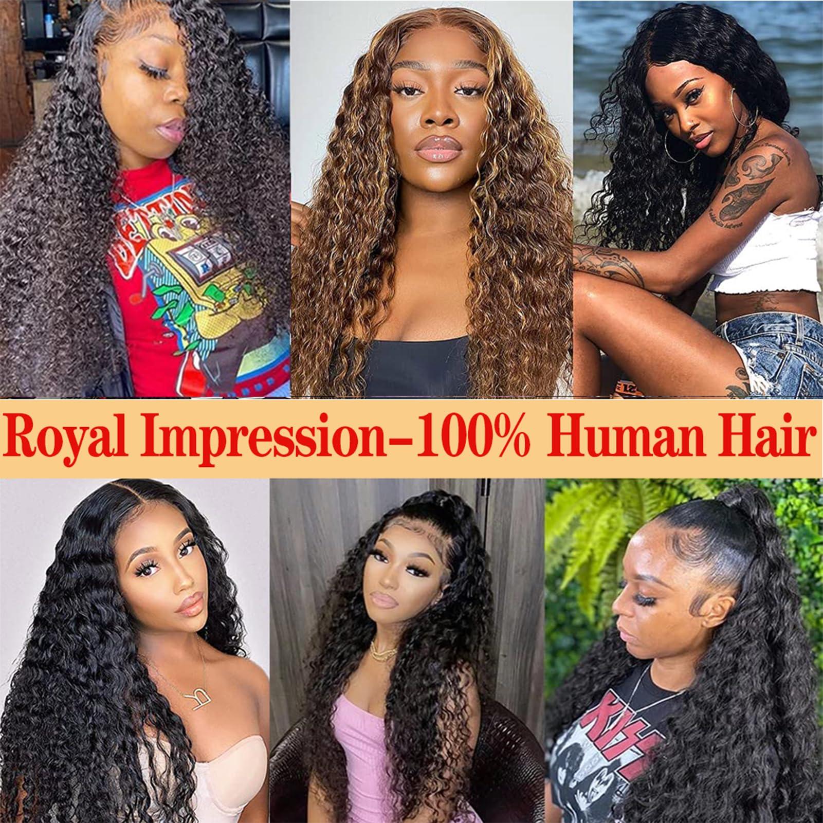 ROYAL IMPRESSION 12A Curly Bundles Human Hair with Closure (24 26 28+22\") Brazilian Curly Hair 3 Bundles with Closure 100% Unprocessed Virgin Kinky Curly Human Hair Weave Bundles with Closure Natural Color