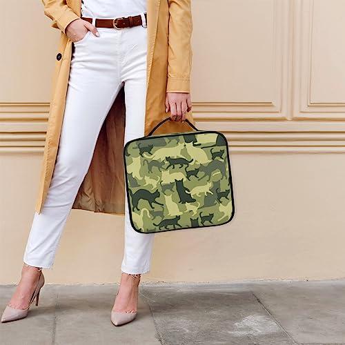 QsirBC QsirBC Makeup Train Case with Adjustable Dividers, Portable Make Up Bag for Women, Toiletry Bag for Men with Waterproof Brush Cover, Cat Camouflage Travel Makeup Organizer Makeup Box