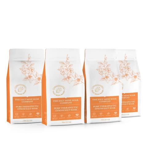 Midwest Sea Salt Company Eucalyptus Pure Therapeutic Epsom Coarse Grain (2mm) Salt Soak 5 lbs - Custom - Orange