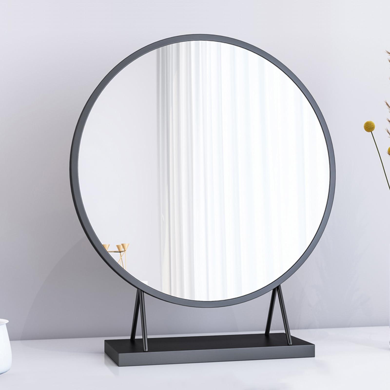 Topjia TopJia Makeup Mirror,Vanity Tabletop Mirror Countertop Mirror,Bathroom Shaving Mirror, Cosmetic Dressing Table Circle Mirror Dressing Table, Desk, Bathroom, Bedroom(40cm, Black), 1774273