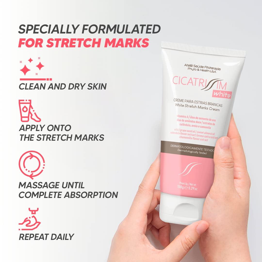 Cicatrissim Cicatrissim White Stretch Mark Fade and Removal Cream - Innovative Formula With Pure and Powerful Natural Ingredients From Brazilian Flora - For All Skin Types.