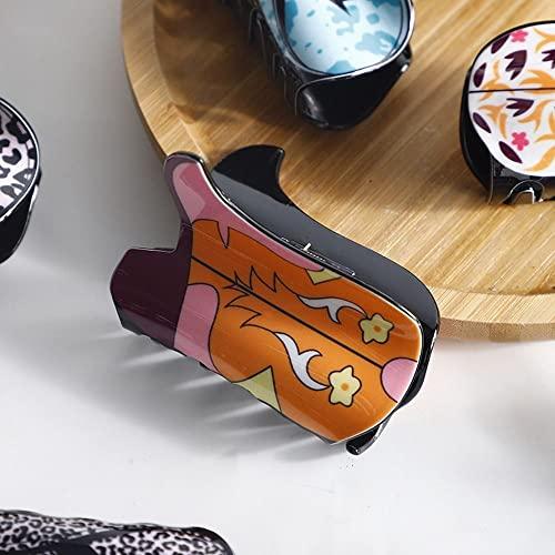 Generic Hair Claw Clip Creative Cowboy Hat Cowboy Boots Acrylic Grab Clip Flower Leopard Print Lips Geometric Shape Shark Clip Female Hair Accessories(G)