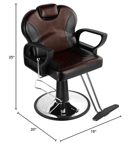 Beauty Life Barber Chair Reclining with Hydraulic Pump Beauty Stylist Chair Salon Chair Tattoo Chair Black/Dark Red