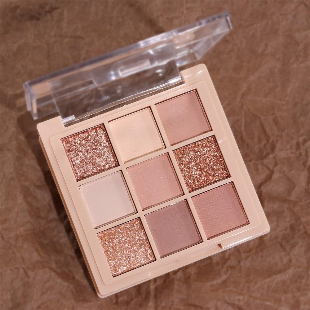 CAKAILA 9 Color Nude Pink Gold Brown Eyeshadow Makeup Palette,Matte Shimmer Korean Natural Neutral Hypoallergenic Eye Shadow Palettes Highly Pigmented Naturing-Looking Long Lasting Waterproof Blendable