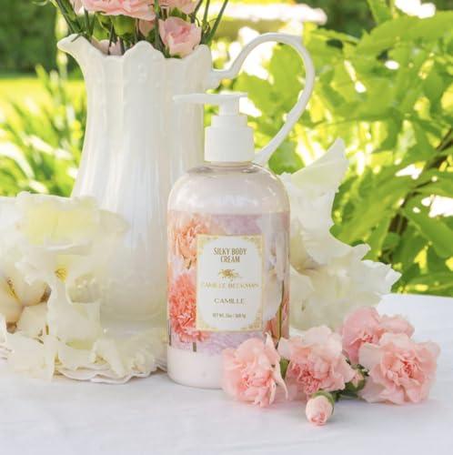 Camille Beckman Camille Beckman Camille Scented Silky Body Cream, Daily Moisturizer for All Skin Types, Non-Greasy Vegan Formula to Nourish and Soften Hands and Body, 13 Ounce