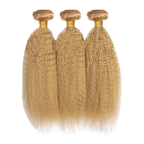 DiexrLamx 12 14 16 Inch 27 Color Kinky Straight Bundles Honey Blonde Yaki Hair Bundles Cheap Hair Brazilian Human Hair Unprocessed Brazilian Hair Bundles 8A Grade Remy Hair Extensions