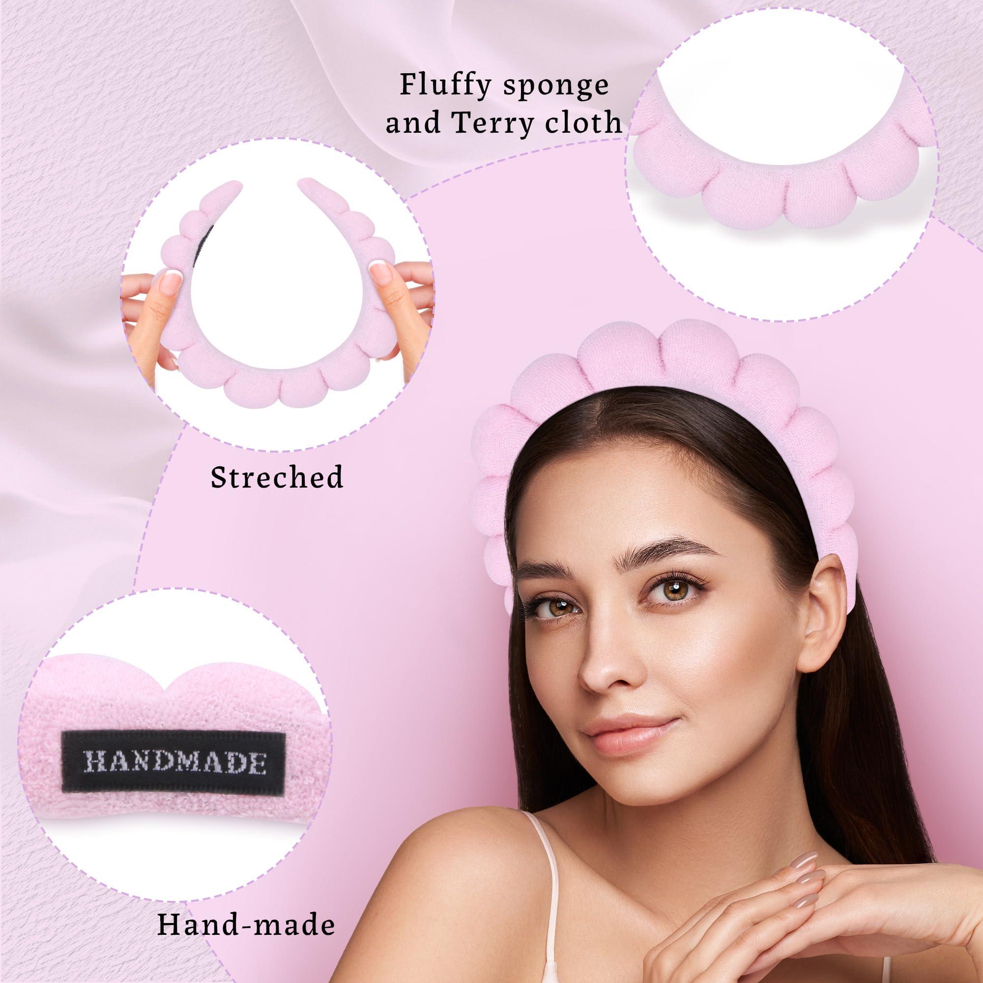 RAISEY RAISEY 10 Pcs Spa Headband Bulk for Women Makeup Sponge Headband Puffy Hair Band for Washing Face Women Girls (Terry Cloth)