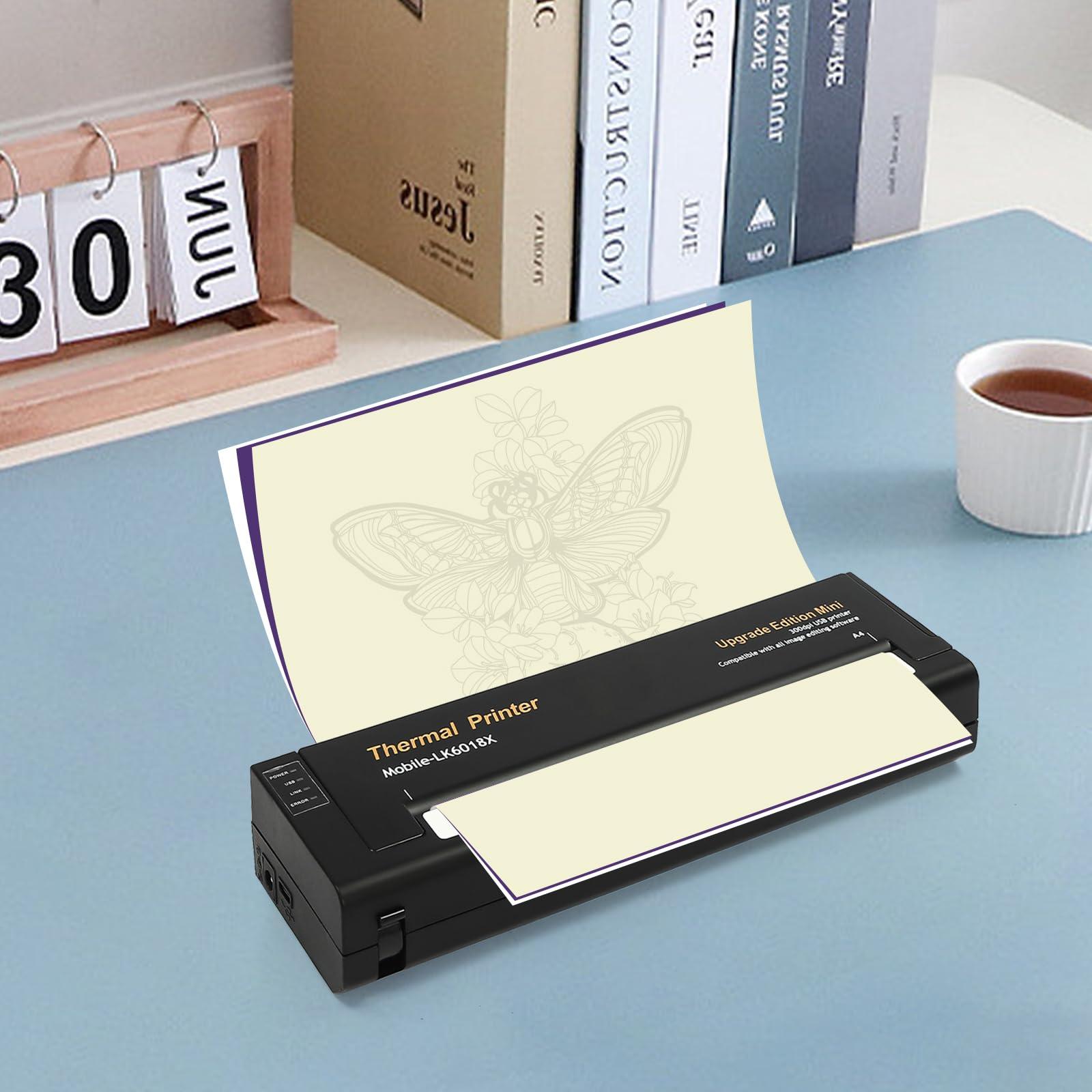 TFCFL Thermal Printer, Portable Printer, Tattoo Transfer Stencil Machine Professional Protable Thermal for Tattooing Compatible with Smartphone & PC for Tattoo Artists