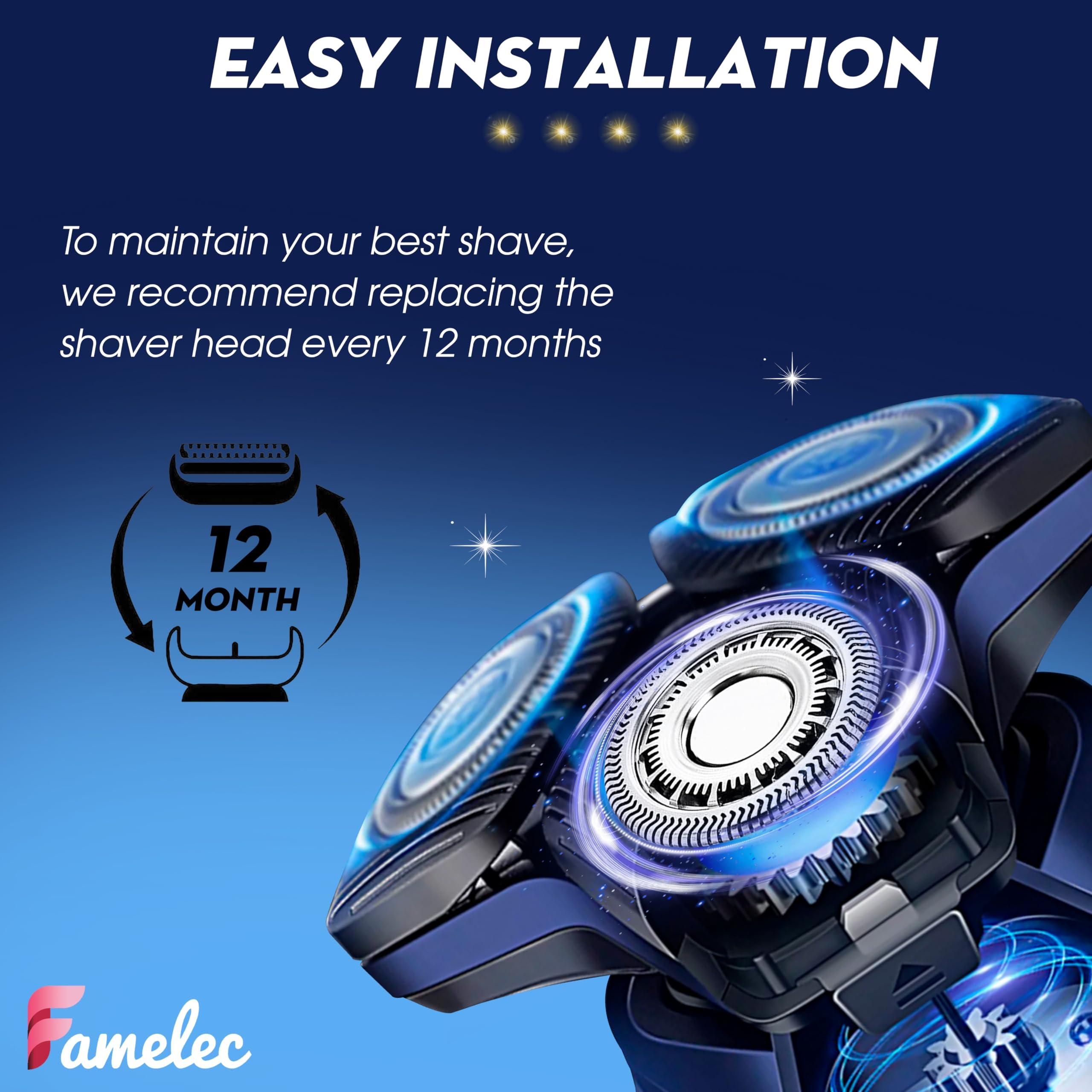 FAMELEC SH70/SH71 Replacement Heads for Philips Norelco Shaver Series 7000, Compatible with Philips Norelco 7000 Replacement Heads, New Upgraded Blades for Norelco Replacement Heads Series 5000 Angular