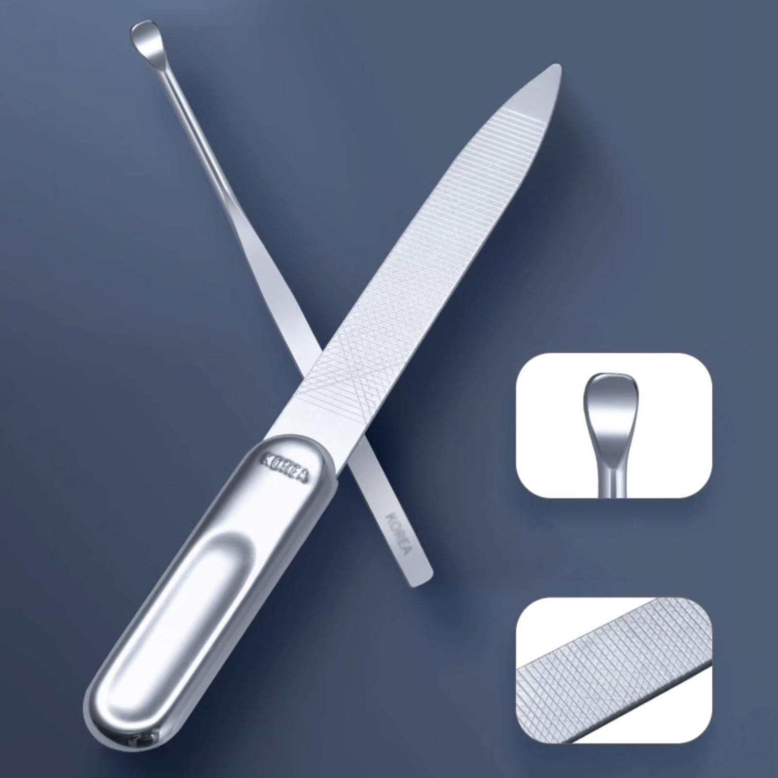 JUNXIAN Nail Scissors Set 7 Pieces Manual Set, Nail Clipper Kit, Carbon Steel Nail Clipper Tools Portable Travel Grooming Kit, Nail Care Tools with Metal Case Nail Clipper Set(Gold)