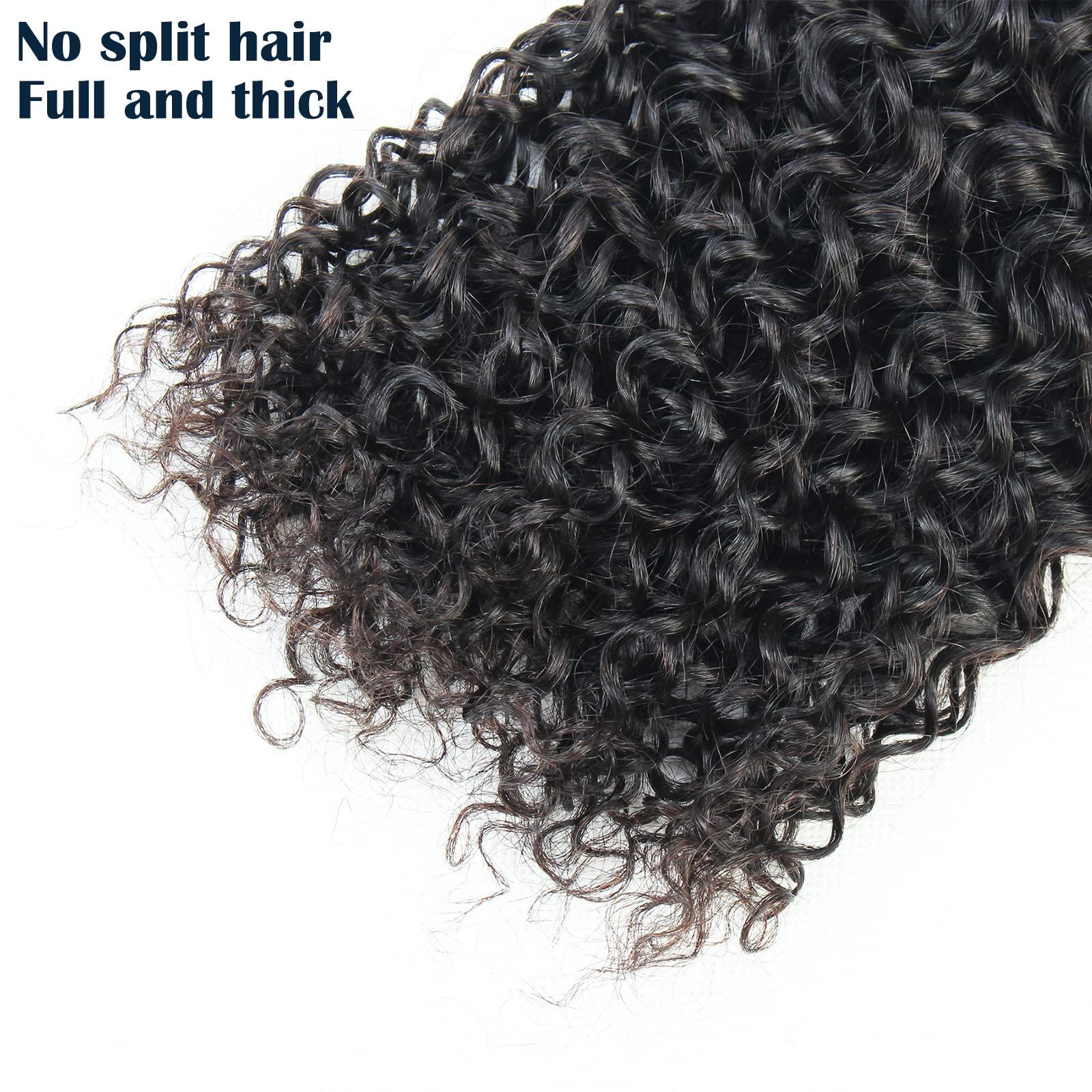 LINYINGYH LINYINGYH 24 Inch Curly Bundle Human Hair Jerry Curl Single Bundles 12A Kinky Curly 1 Bundle Weave 100% Unprocessed Remy Hair Extensions Bundles Natural Color