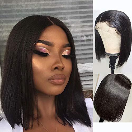 oulaer HD Invisible Lace Front Wig Short Bob Wigs 13x4 Transparent Lace Human Hair Wigs Pre Plucked With Baby Hair Straight Bob Wigs Brazilian Virgin Hair For Black Women(150% Density,14Inch)