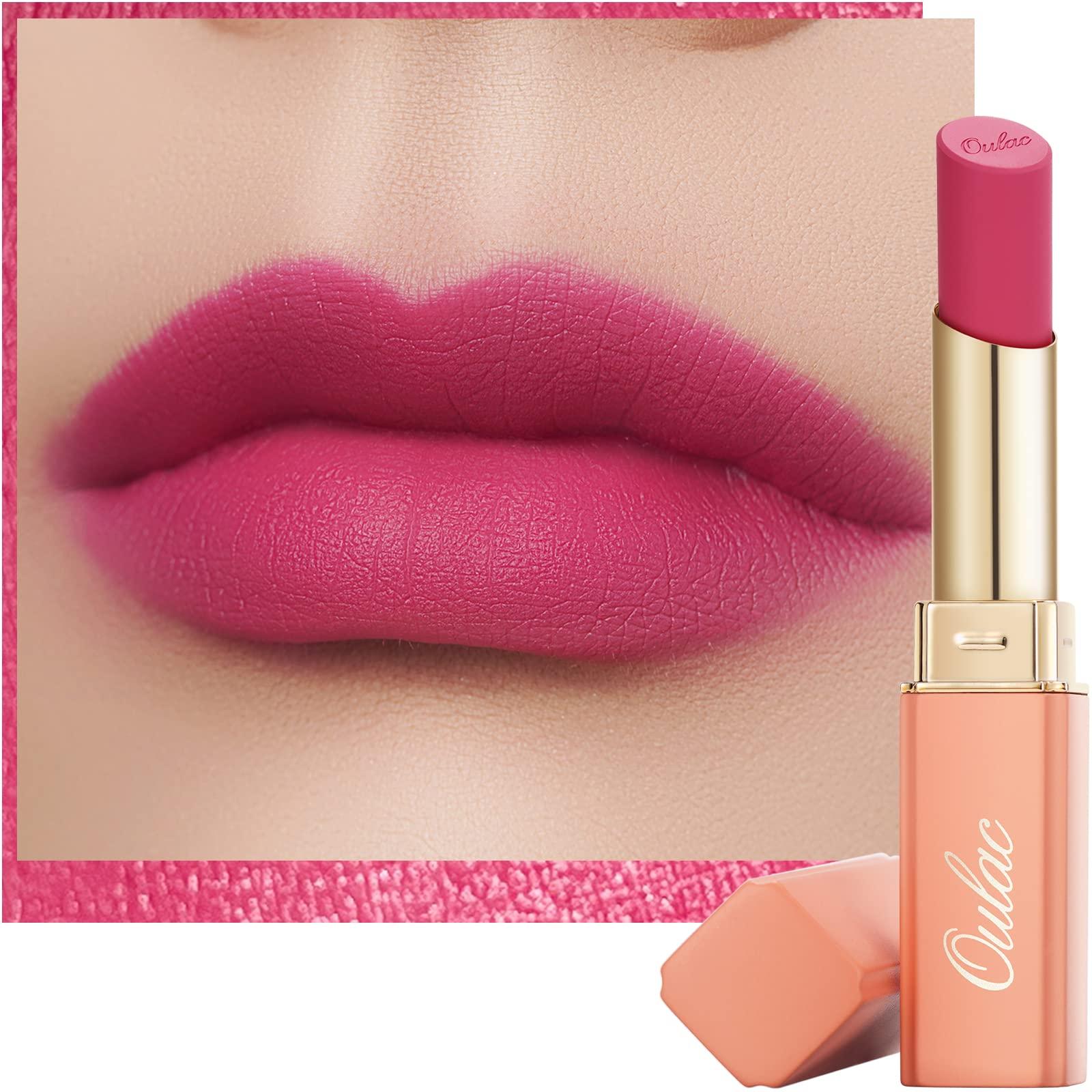 Oulac Oulac Rose Pink Matte Lipstick for Women, Lipstick & Blush Duo,Soft Creamy Satin Finish Lipsticks, Moisturising Formula, Rich Color Lips, Highly Pigmented, Rose Oil, Vegan & Cruelty-Free| 3.6g (Y07)