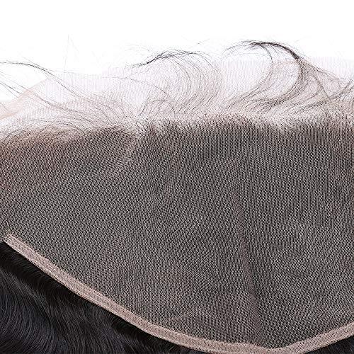 sent hair Sent Hair 13x6 Lace Frontal Closure Body Wave Human Hair Closure with Baby Hair Brazilian Virgin Hair Ear to Ear Frontal Natural Color 14 inch