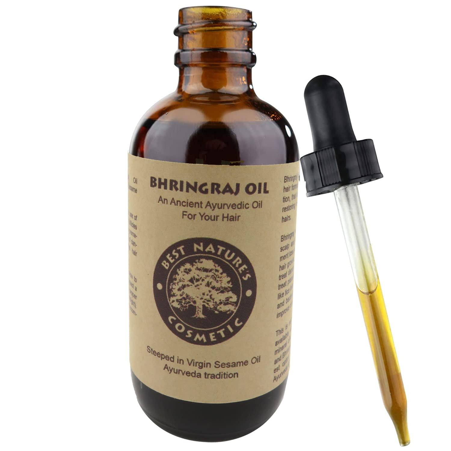 Best Nature's Cosmetics Best Natures Bhringraj Oil, Indian Eclipta Alba Oil, Pure and Natural, Cleans scalp, Improve overall appearance of hair. Goodbye Dandruff, For Graying, Hello Luminously shiny hair / 2 fl oz