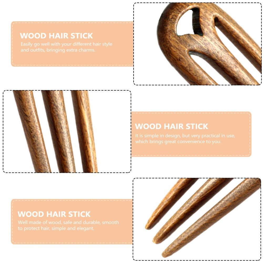 Lurrose Lurrose Hair Chopsticks Hair Forks 3 Prone Hair Pin 3- prong Hair Fork Wooden Hair Stick Wooden Hair Hair for Buns Hair Pin Hair Accessories Wood Hair Fork French Hair Stick Womens Hair Clips