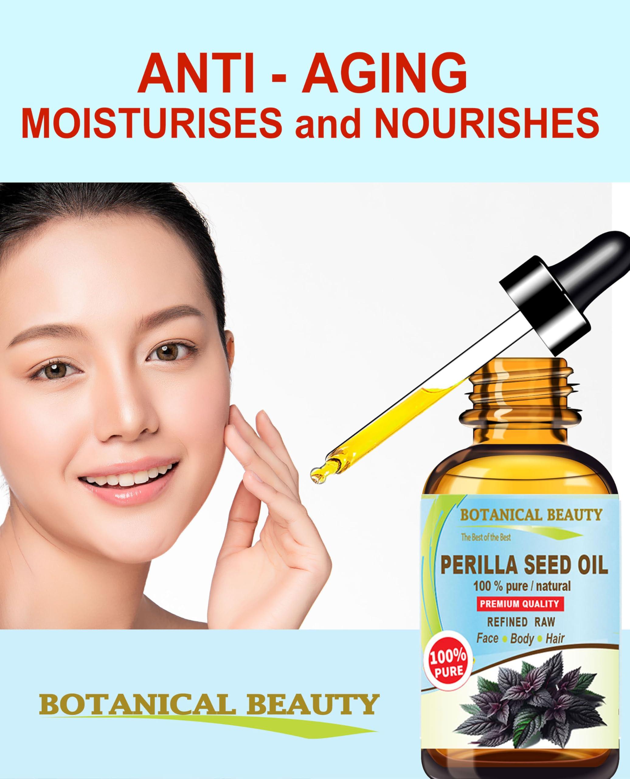 Botanical Beauty Botanical Beauty PERILLA SEED OIL 100% Pure Natural REFINED Cold-Pressed Carrier Oil 4 Fl oz 120 ml for Face, Skin, Body, Hair, Lip, Nails. Rich in Omega 3, Alpha-Linolenic Acid.