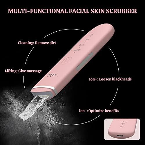 GUGUG GUGUG Skin Scrubber Face Spatula - Skin Spatula Blackhead Remover Pore Cleaner with 4 Modes, Skin Care Tools-Pink