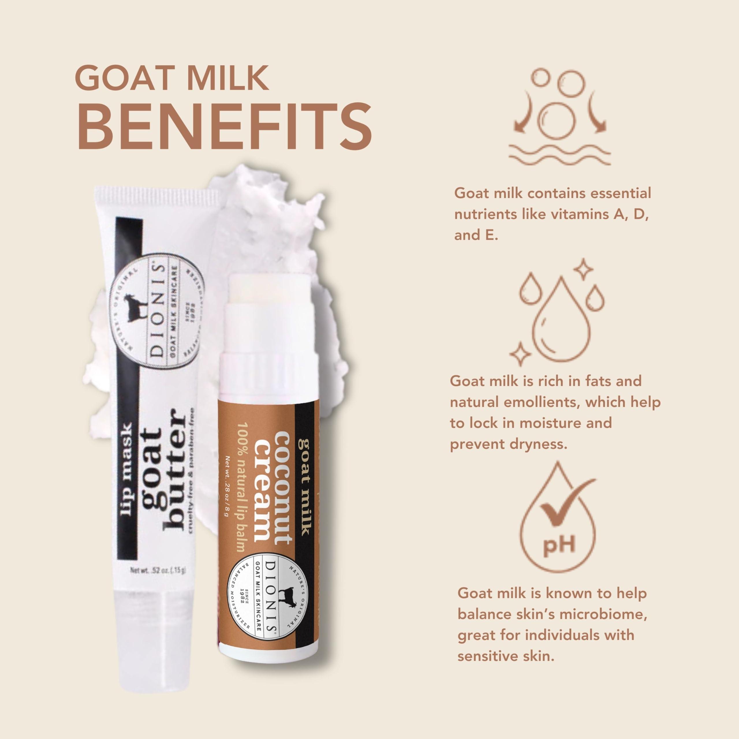 Dionis Dionis Goat Butter Overnight Lip Mask & Lip Balm Kit - Goat Milk, Jojoba & Moringa Oils Moisturize & Repair Chapped Lips Overnight while Lip Balm Keeps Moisture Locked In All Day, Creamy Coconut