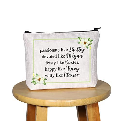 G2TUP G2TUP Magnolias Inspired Gift M'Lynn Truvy Ouiser Clairee Annelle Makeup Bag Movie Fan Cosmetic Bag Best Friend BFF Gift Zipper Travel Case (Ouiser Clairee Annelle White Bag)